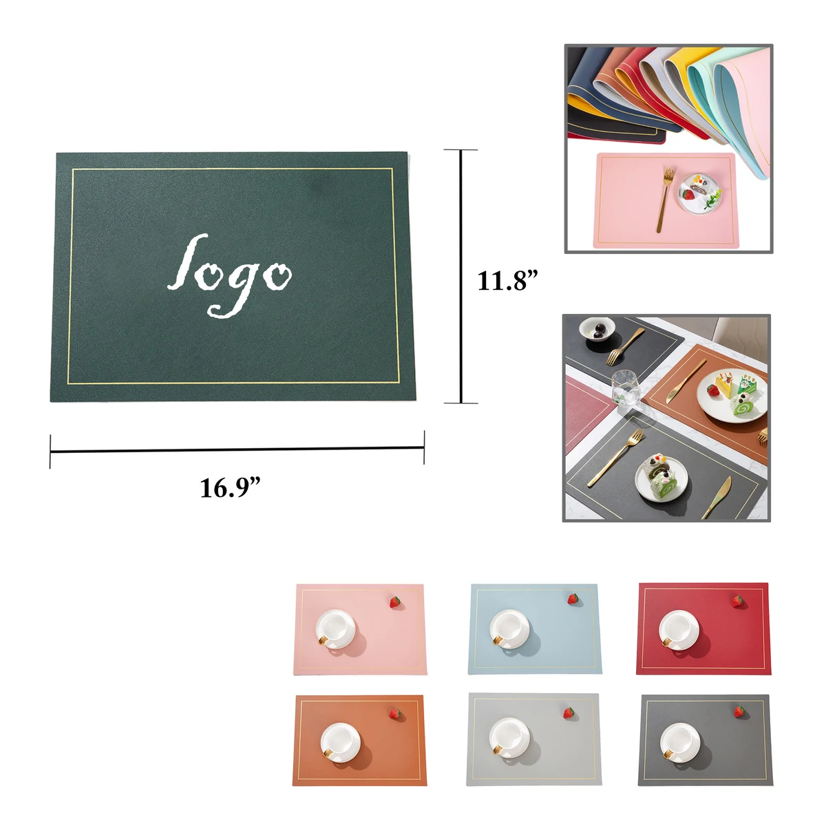 MOQ50 Waterproof Solid PU Leather Dining Placemats 1