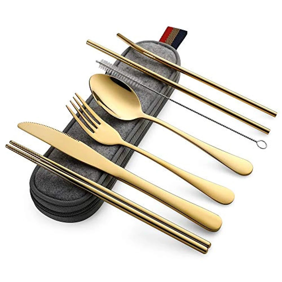 Portable Stainless Steel Utensil Set with Bag 1