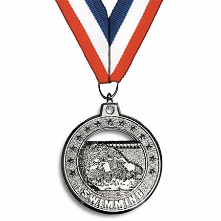 Medallion: 2" Circle Cut Out Swimming Silver w/