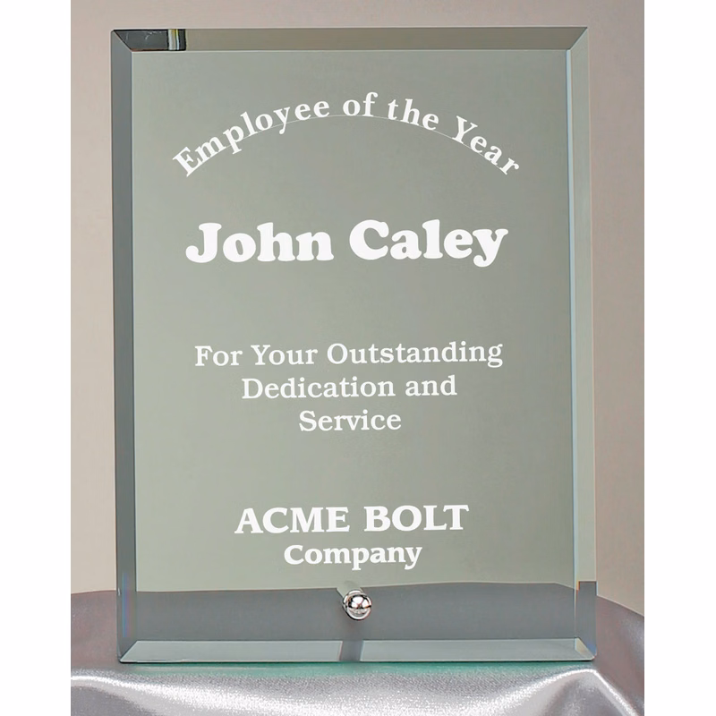 Jade Glass Portrait Plaque With Single Silver Peg Stand