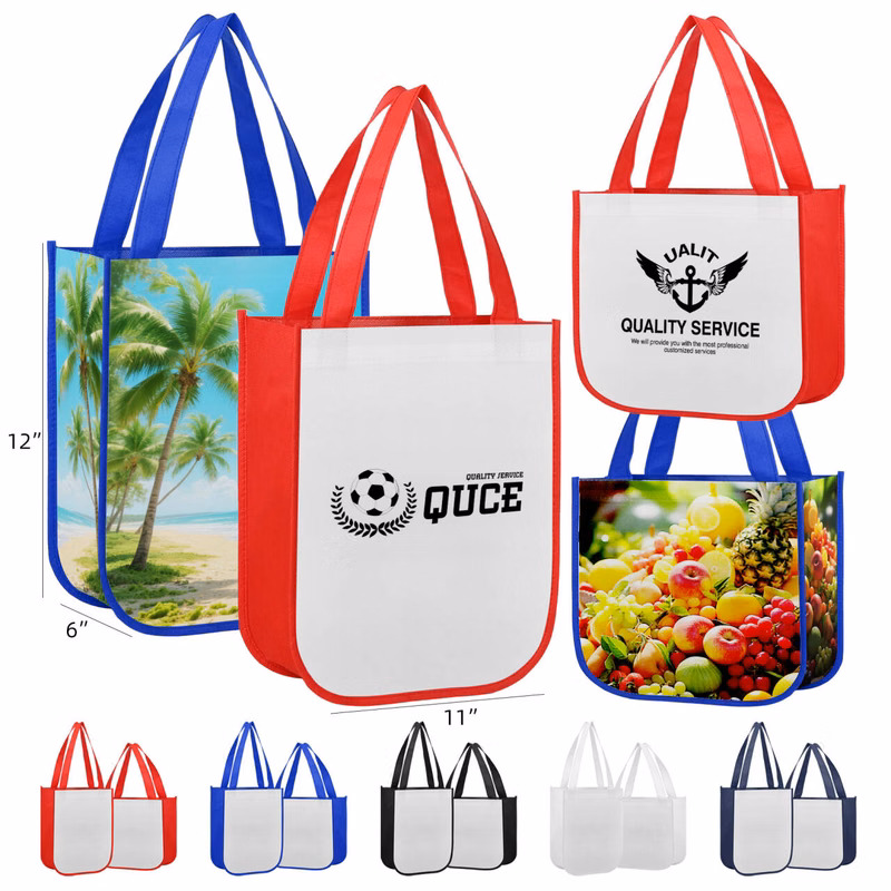 105GSM Full Color Laminated Tote Bag With Round Corner (12'' x 16'' x 6'')