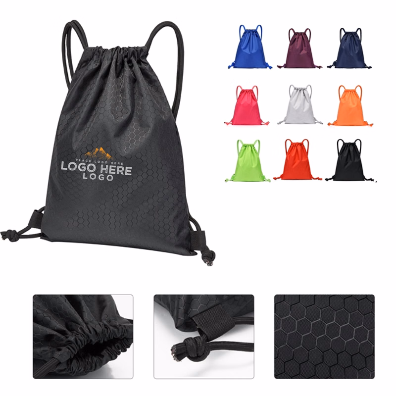MOQ 50 Lightweight 13"x17" Oxford Drawstring Backpack for Gym & Travel
