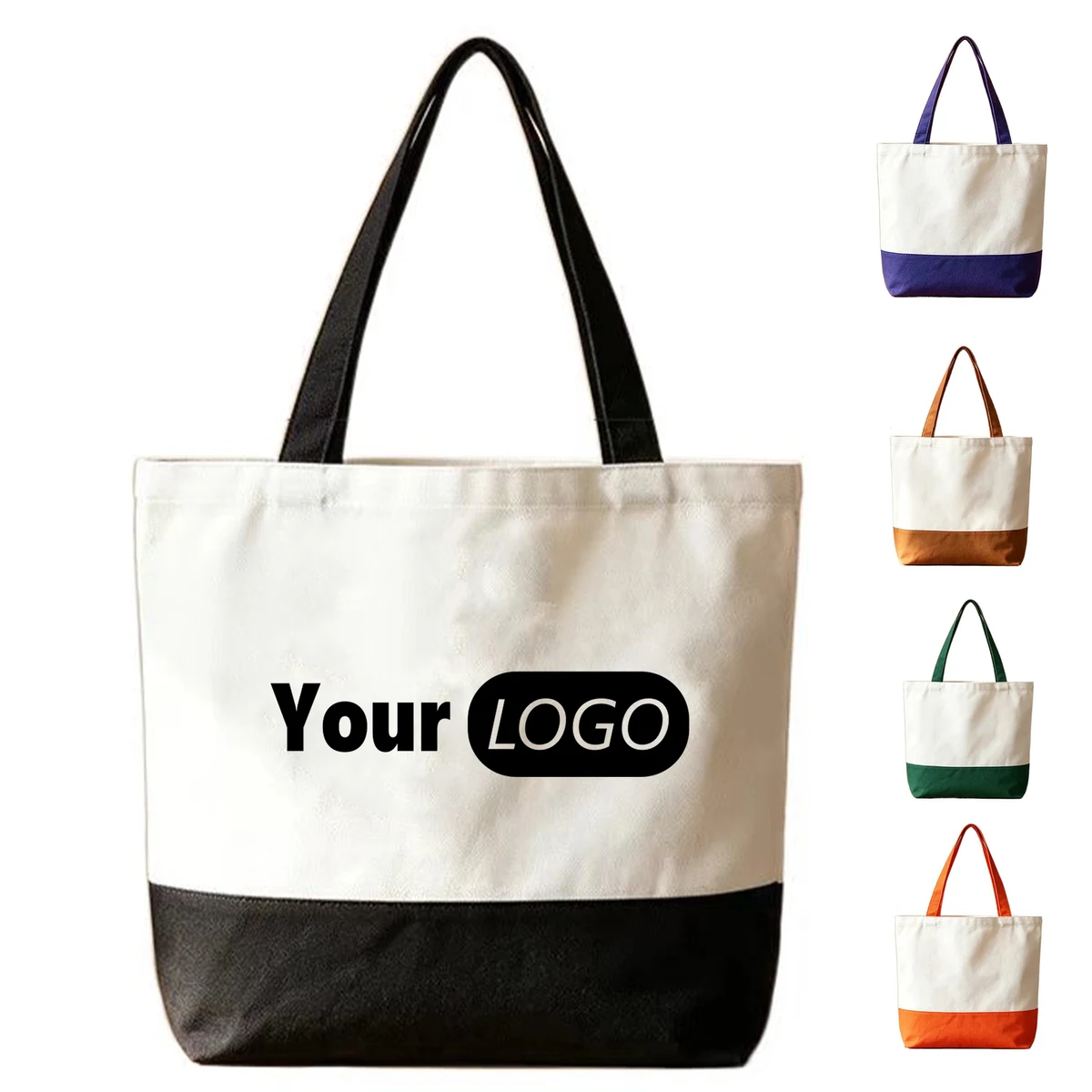 Color Splicing Canvas Carry Bag, custom tote bag with logo imprint 1