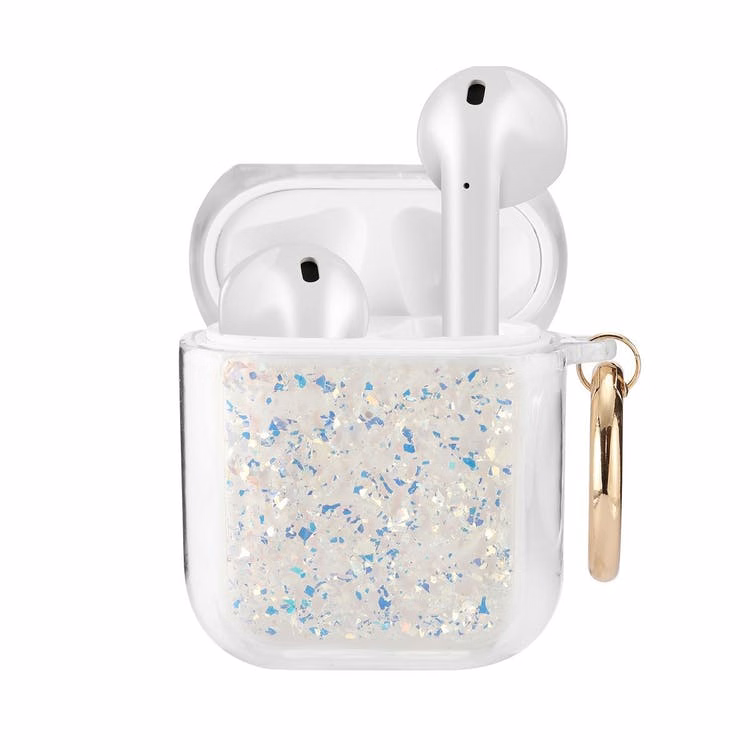 Air Pod Cases - Silver/Blue Glitter