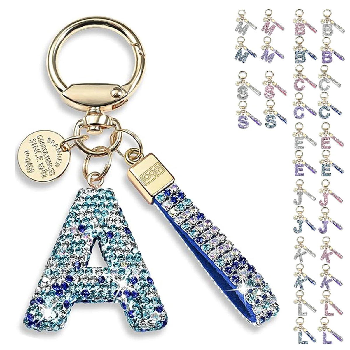 Sparkly Initial Letter Alloy Keychain 1