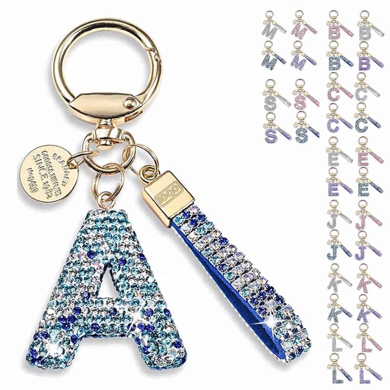 Sparkly Initial Letter Alloy Keychain