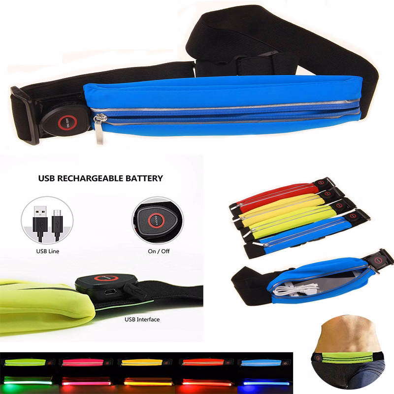 Slim LED Waist Bag USB Rechargeable