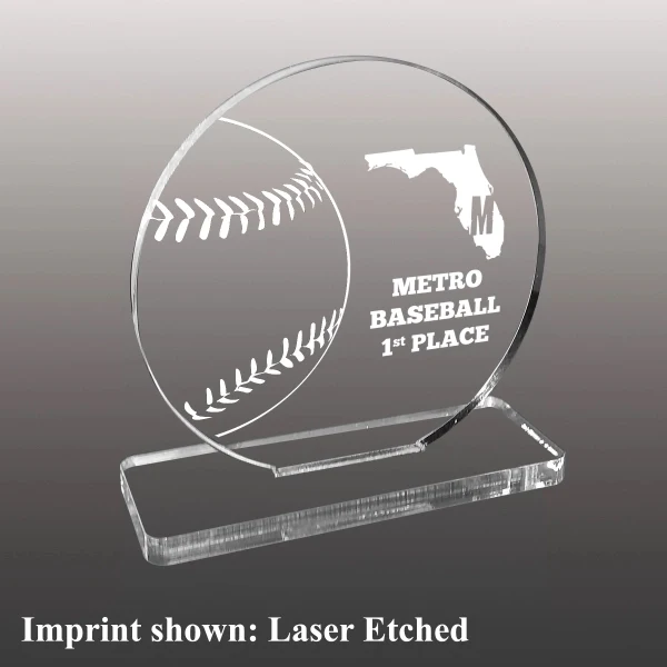 Baseball Themed Acrylic Award - Laser Etched 1