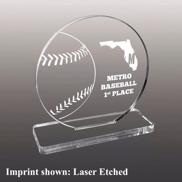 Baseball Themed Acrylic Award - Laser Etched