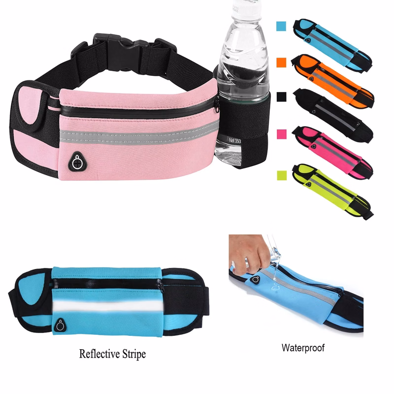 Sports Reflective Waist Bag With Bottle Holder