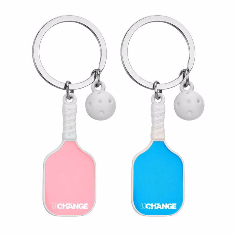 Pickleball Paddle Keychain With Ball Charm