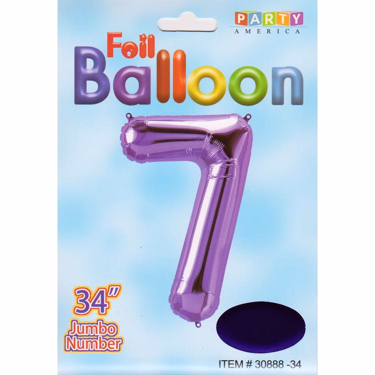 Mylar Number 7 Balloons - Purple 34"