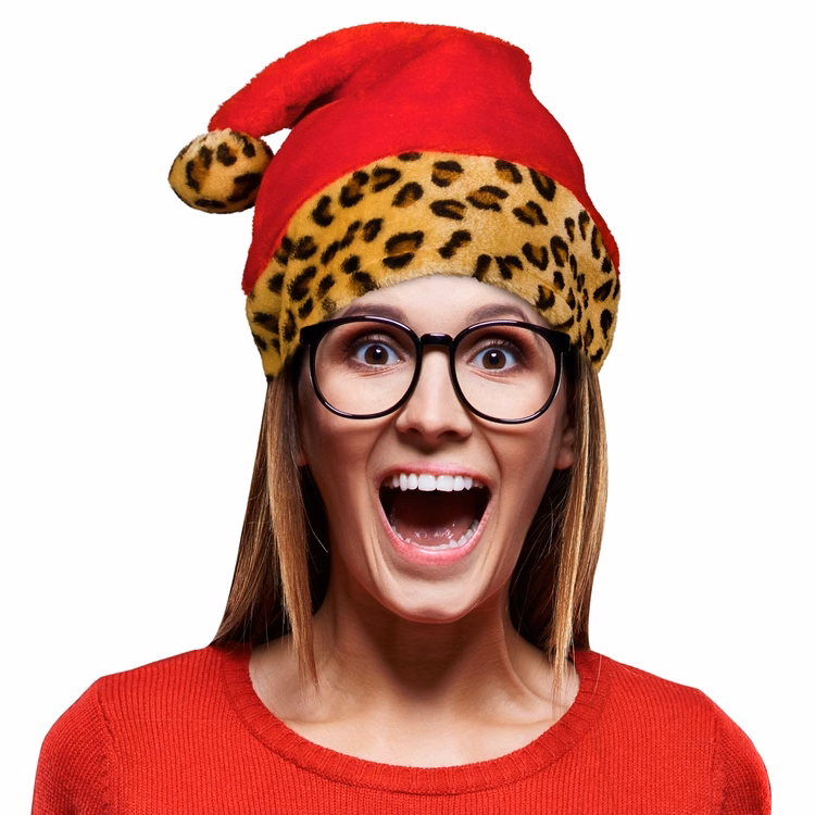 Leopard Print Santa Hat