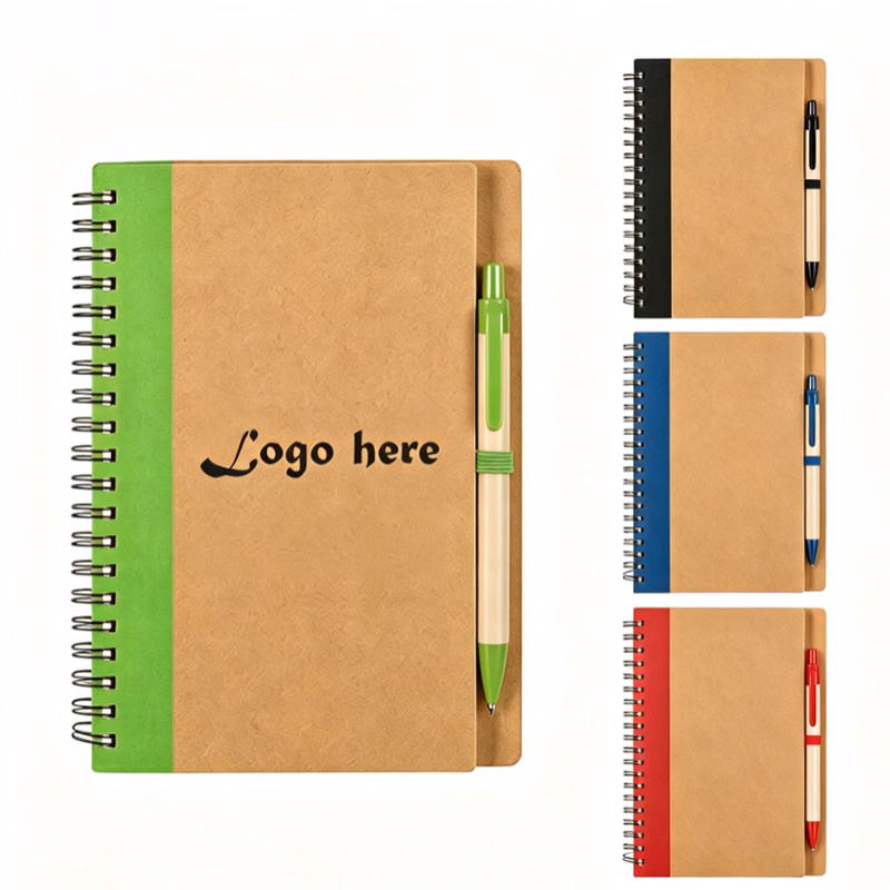 Eco-Friendly Spiral Kraft Notebook Set with Pen