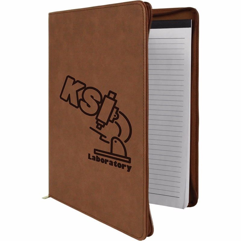 Laser Engraved Leatherette Legal Padfolio with Zipper and Notebook (9.5" x 12")