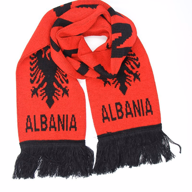 Jacquard Weave Knit Scarves With Fringe