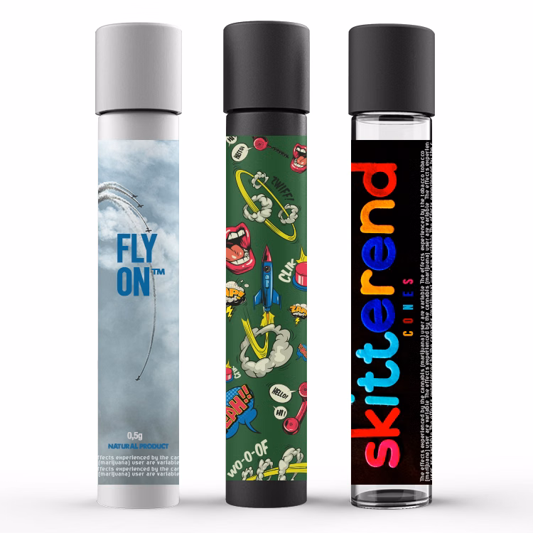 Glass Pre Roll Tube with Custom Sticker / Label