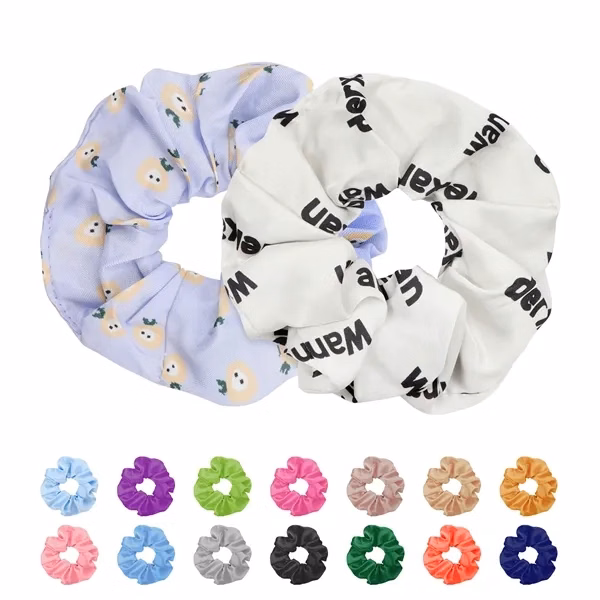 Custom Satin Hair Scrunchies with All Over Digital Print — Fashion Accessory