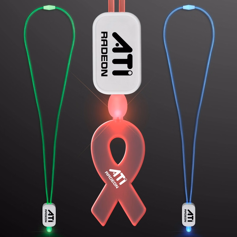 LED Neon Lanyard with Acrylic Ribbon Pendant