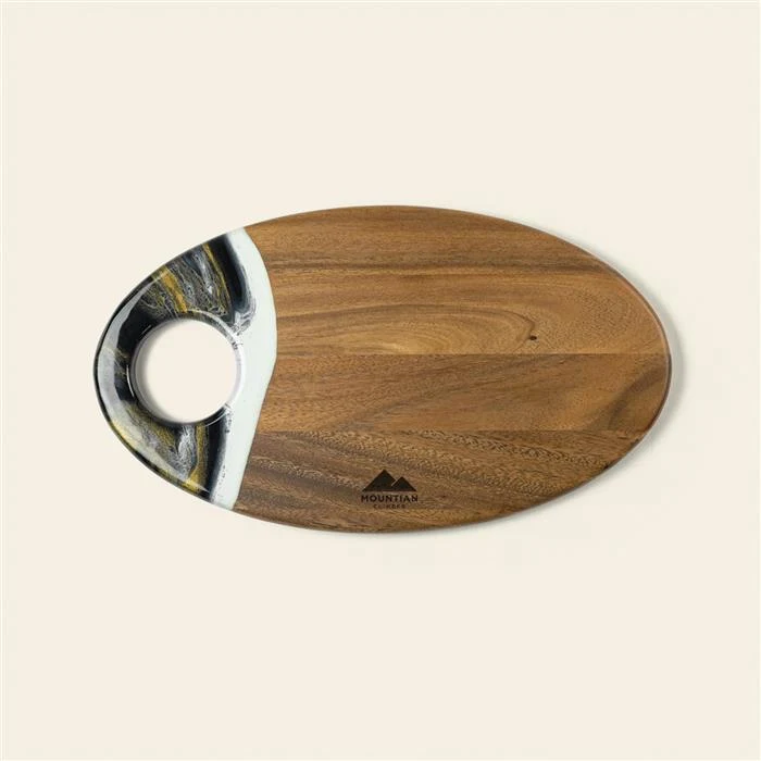 Medium Oval Acacia Board With Dip Holder 1