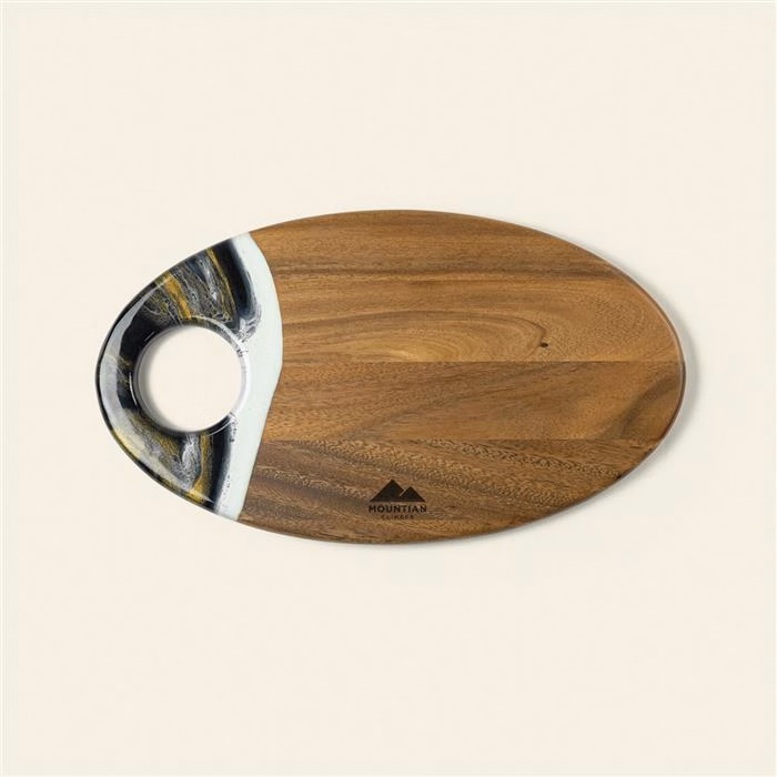 Medium Oval Acacia Board With Dip Holder