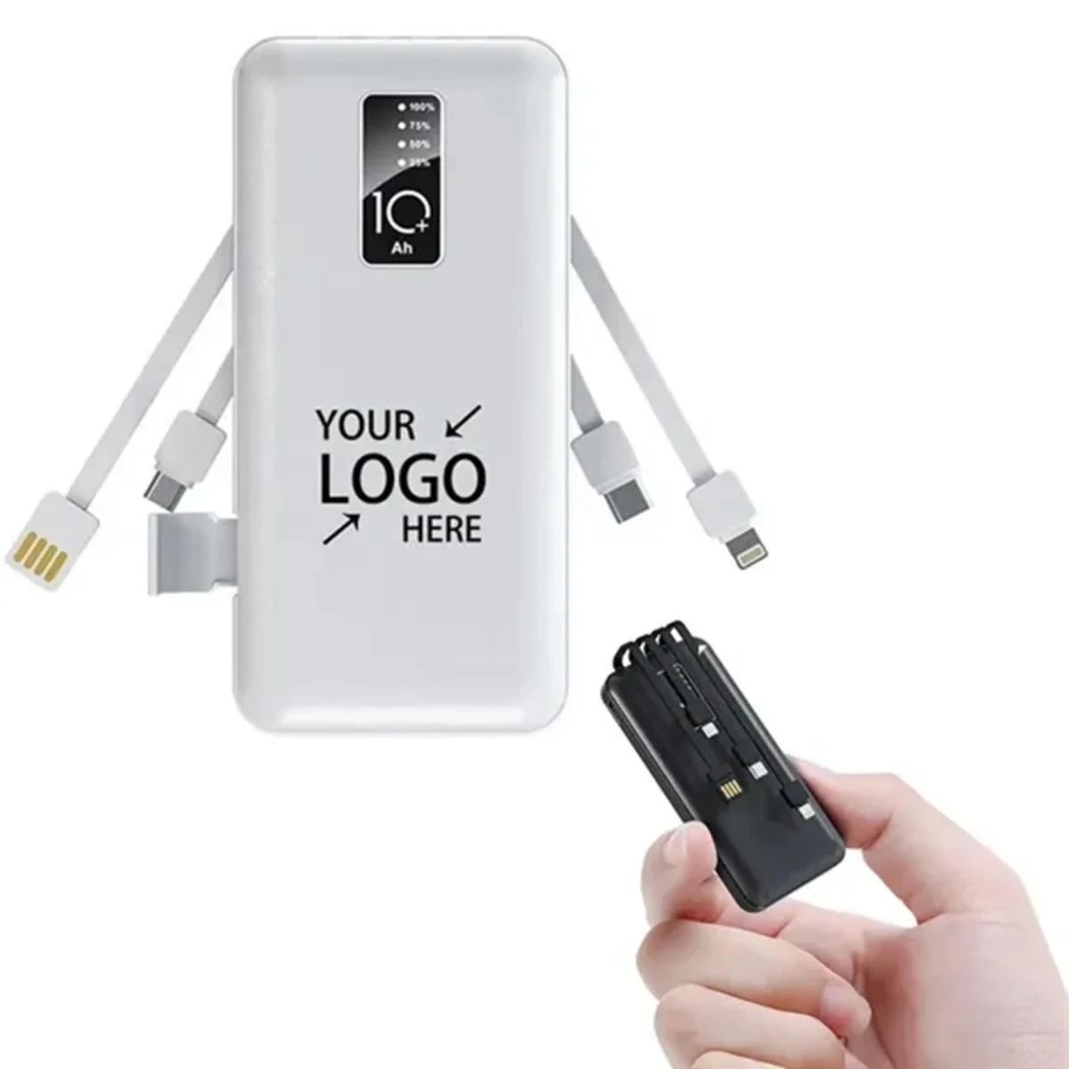 10000mAh Charger Power Bank Built in 4 Charging Cables 1