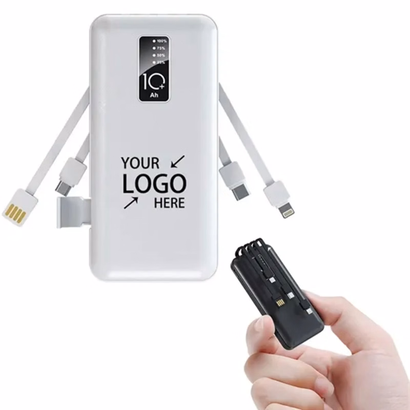 10000mAh Charger Power Bank Built in 4 Charging Cables