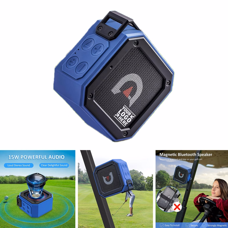 Golf Cart Magnetic Portable Wireless Loud Stereo Sound Waterproof IPX7 20 Hours Play Bluetooth Spea