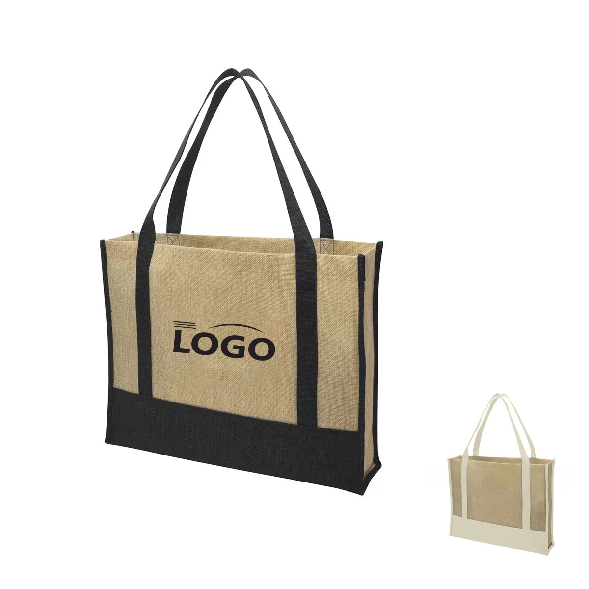 Eco Tote Jute Shopping Bag, custom tote bag with logo imprint 1