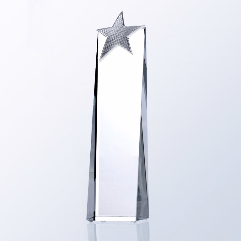 Metal Star Tower Optic Crystal Award - Small