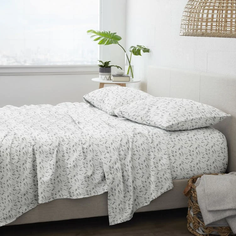 Flannel Bed Sheets - Botanical King 4 Set 1
