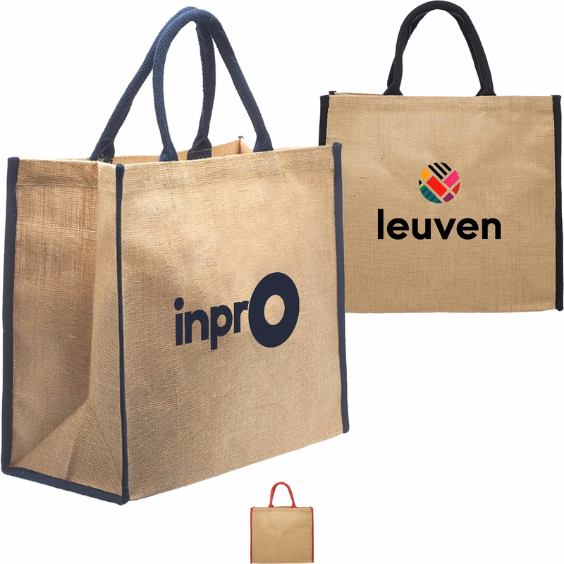 Laminated Eco Friendly Jute Bags W/ Gusset (15" x 14" x7")