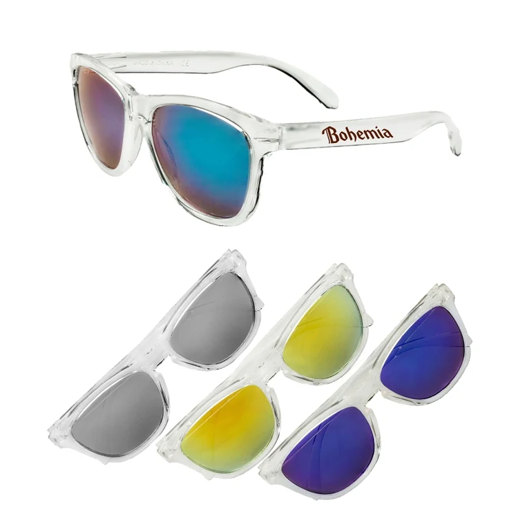 Clear Mirrored Sunglasses, custom sunglasses with logo imprint 1