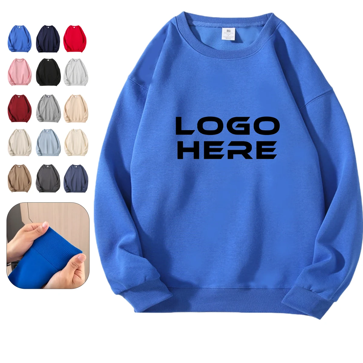 Custom Cotton Crewneck Sweatshirt, custom hoodie or sweatshirt with logo imprint 1