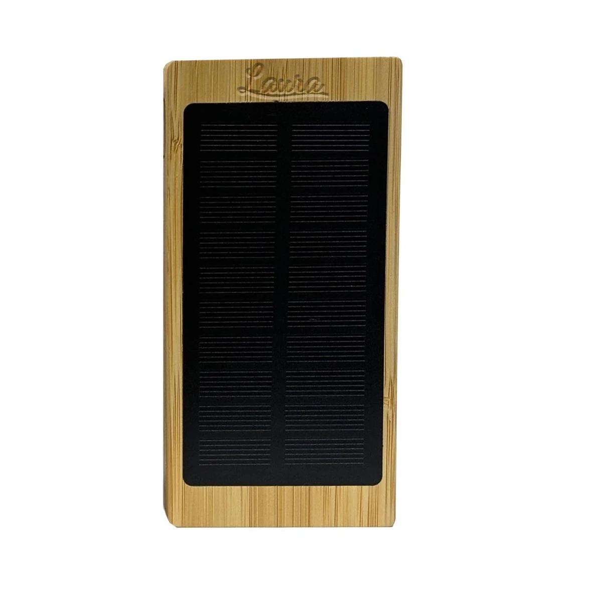 Custom Solar Bamboo Power Bank w/ Glowing Logo 1