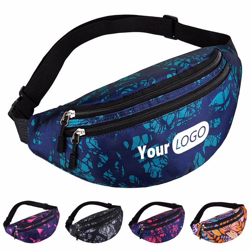 Polyester Full Wrap Sublimation Fanny Bag ?C Compact 3 Zipper Waist Pack
