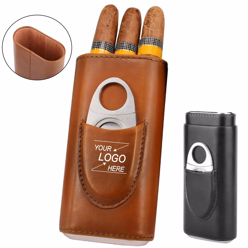 Brown Leather Cigar Holder Case