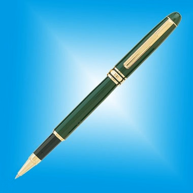 Ebony Roller Ball Point Pen - Green w/Gold Accent