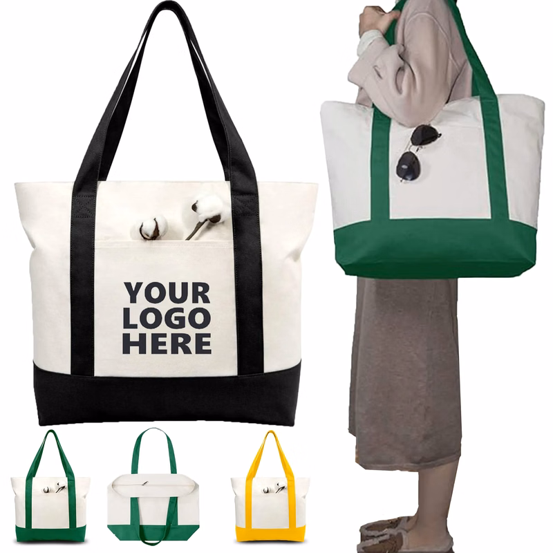 MOQ50 Cotton Tote Bag With Zipper