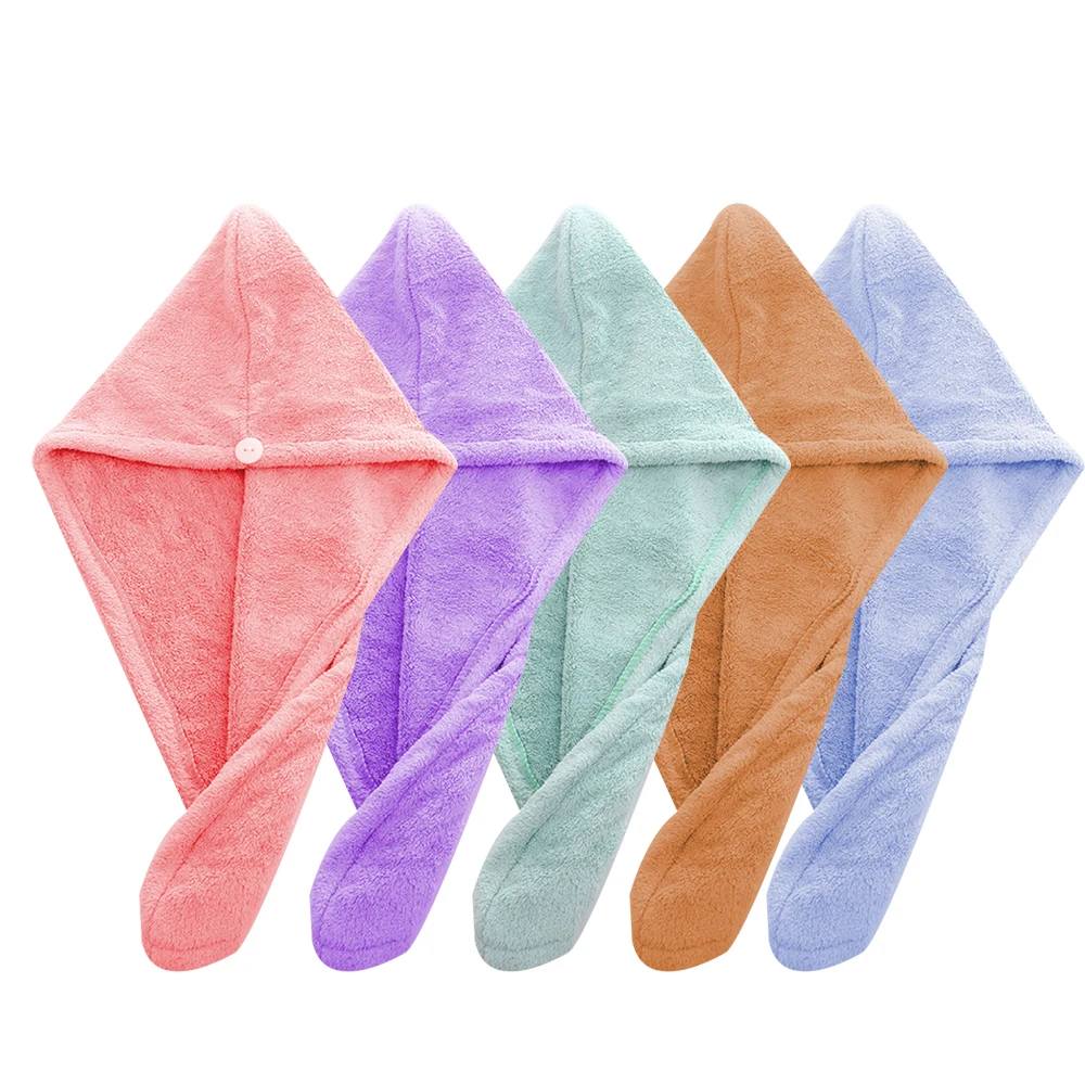 Coral velvet hair-drying cap absorbent dry hair towel 1