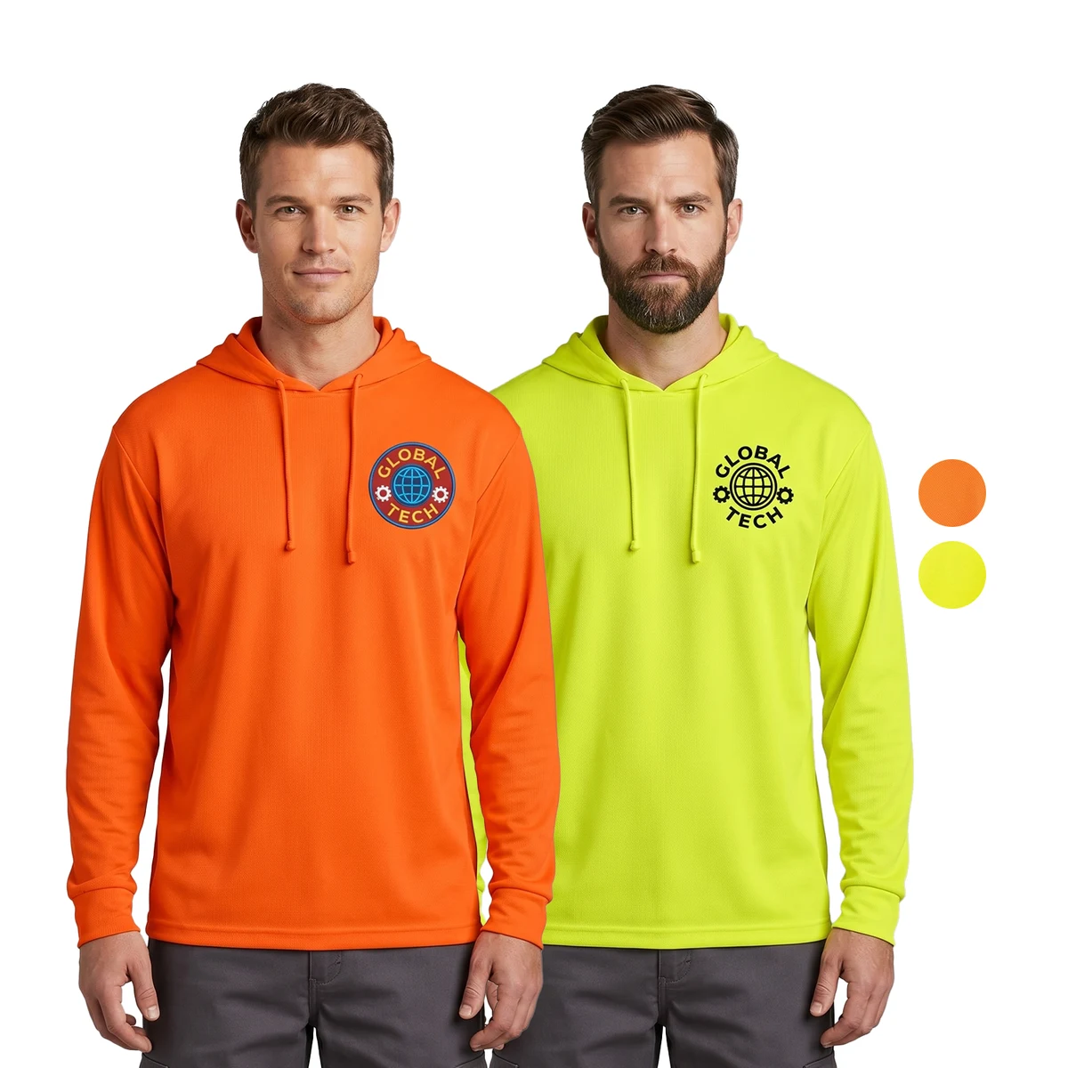 Non-ANSI Hi Viz Long Sleeve Hooded Safety T-Shirt 1