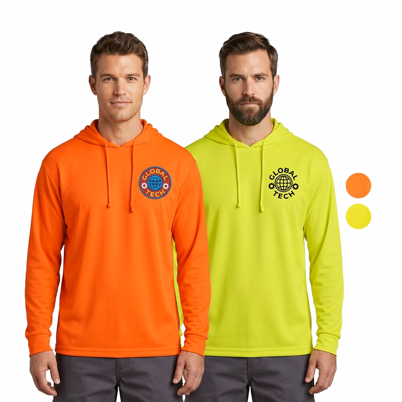 Non-ANSI Hi Viz Long Sleeve Hooded Safety T-Shirt