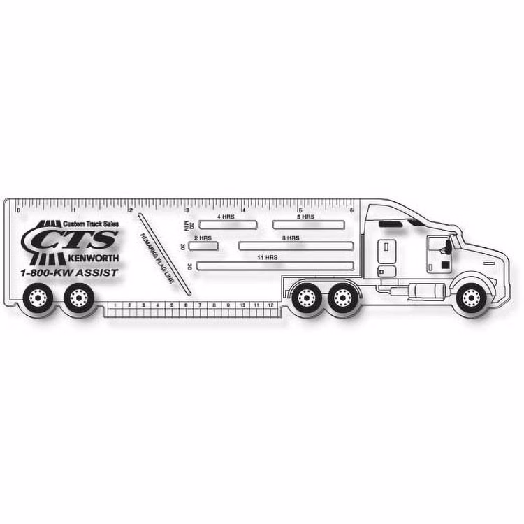 .020 Clear Plastic Logbook Ruler, Truck Shape LBR4 (2.125"x9"), Spot Colour