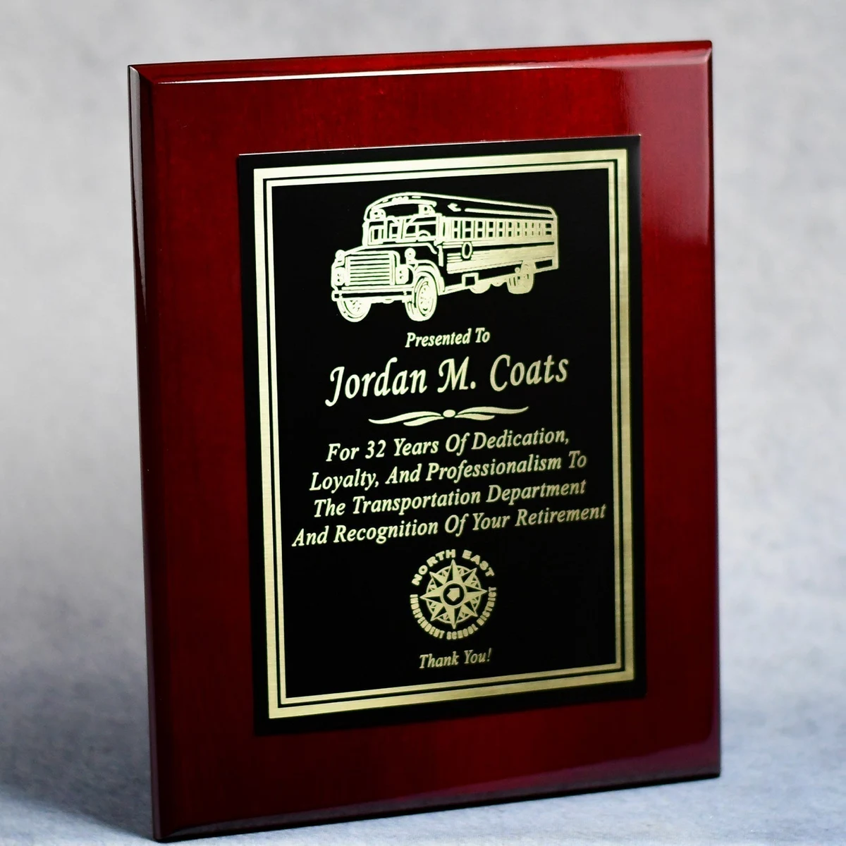 Rosewood Piano Finish Plaque With Plate 1