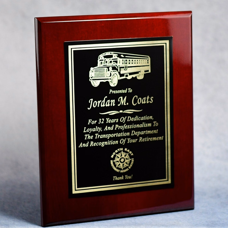 Rosewood Piano Finish Plaque With Plate