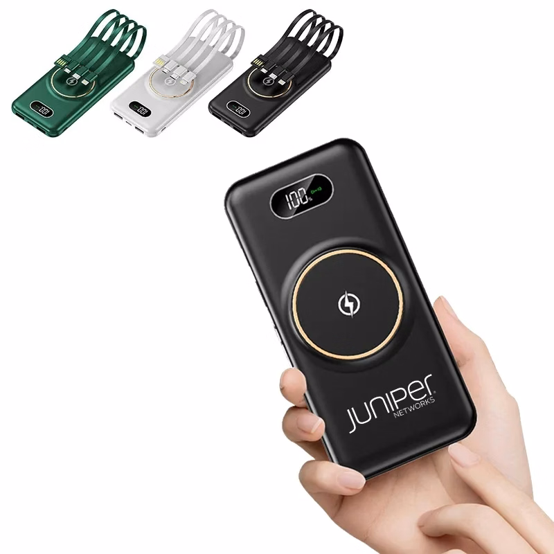 10000mAh Wireless Charger Built-in Charging Cable