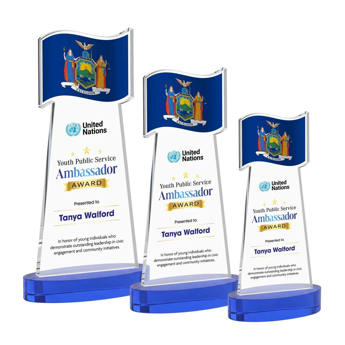 Flag VividPrint™ Award on Alberton Base - Blue 1