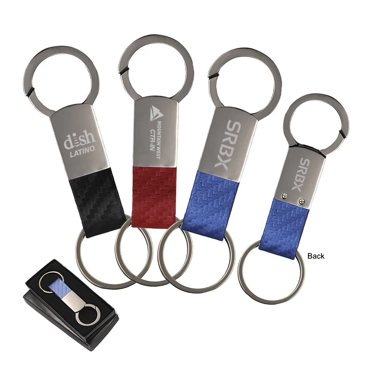 Gunmetal Faux Leather Clip-On Key Chain 1