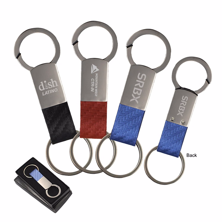 Gunmetal Faux Leather Clip-On Key Chain