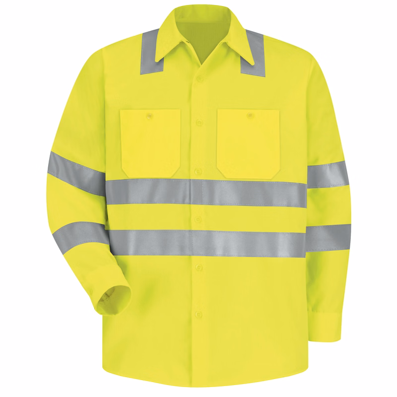 Red Kap® Men's Hi-Visibility Long Sleeve Work Shirt - Type R, Class 3